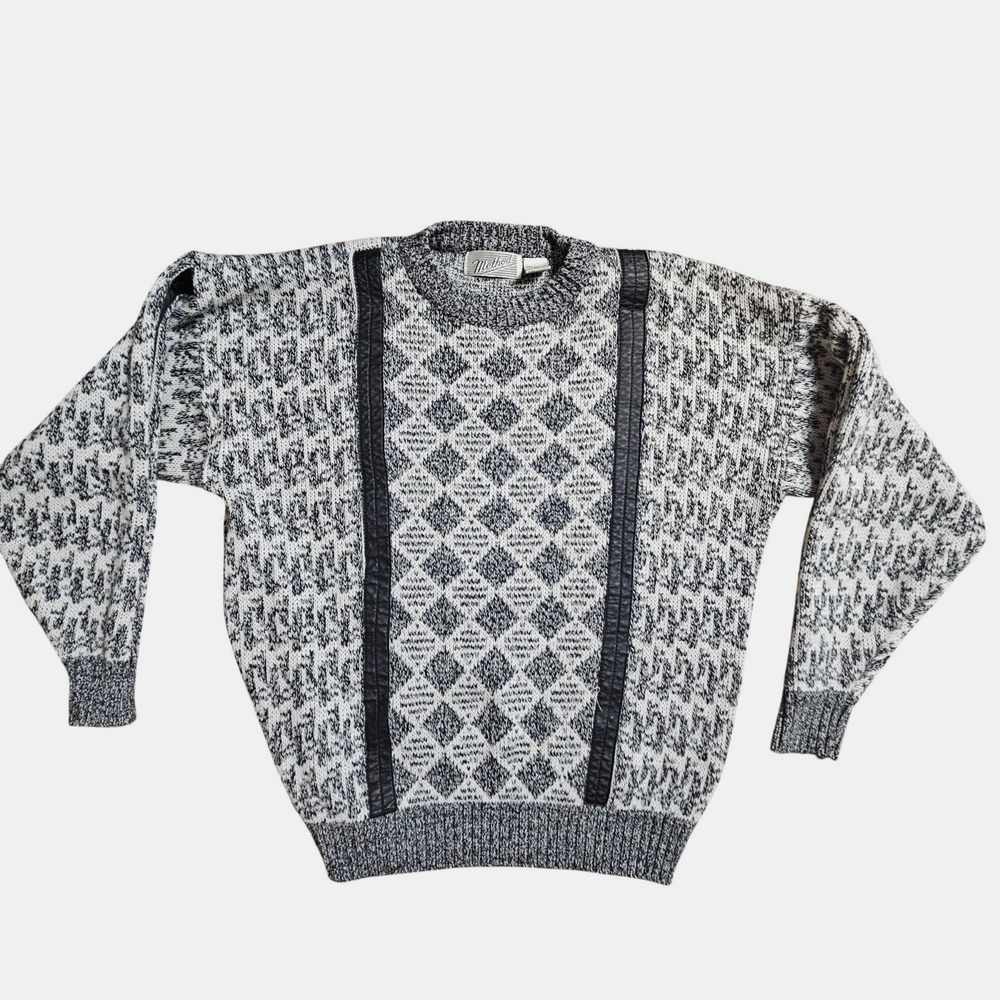 Vintage Method Geometric Diamond Pattern Pullover Sweater XL Acrylic Grandpacore